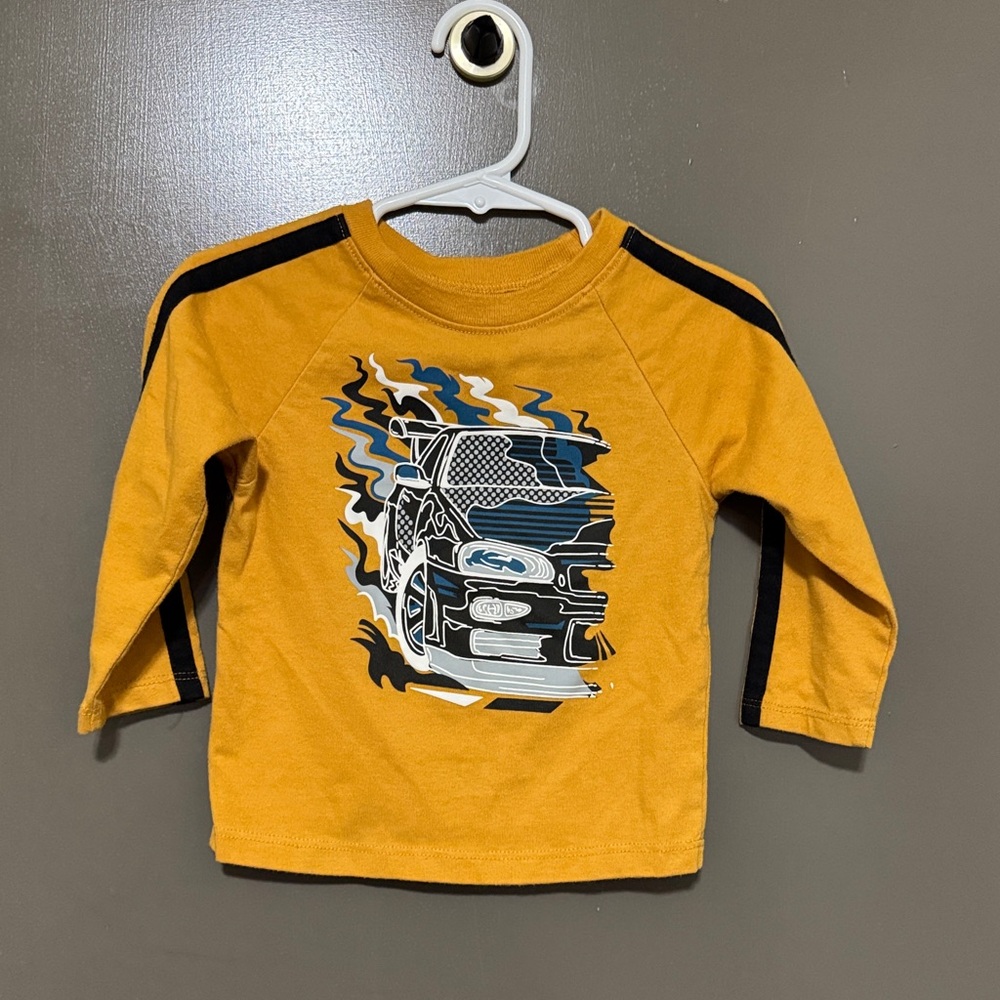 Garanimals Mustard Long Sleeve Tee with Car Graphic